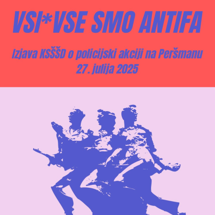 Partizanski spomenik na domačiji Peršman s pripisom "Vsi*vse smo ANTIFA!"