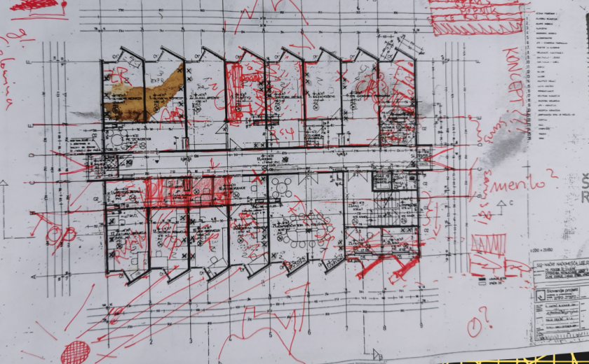 Korekture na tlorisu 6. nadstropja ŠDRŠ